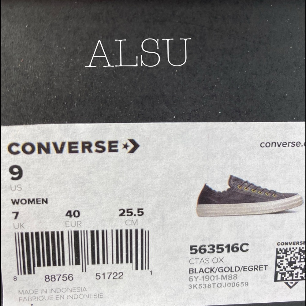 Converse Chuck Taylor Leather Low Top Black GoldW - Picture 7 of 8